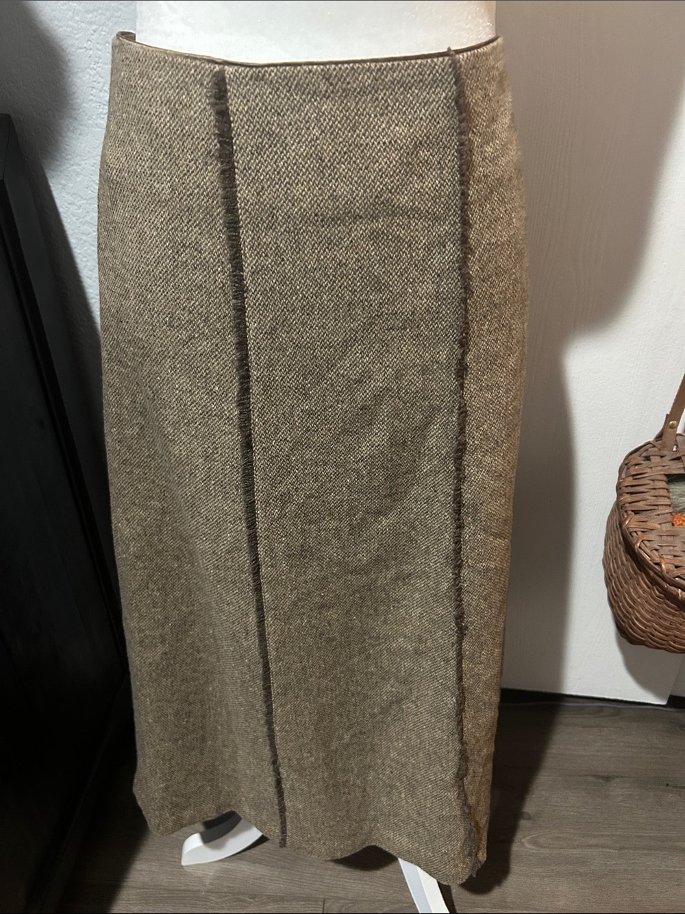 Eddie Bauer Brown Tweed Maxi Column Skirt